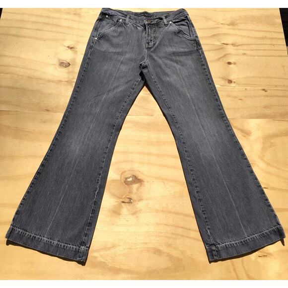 CALVIN KLEIN Mid Rise Wide Leg Jeans Women's Cotton Blend Light Black SZ. 8 x 32 - Picture 1 of 8